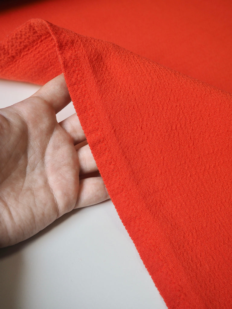 Orange Plush Double Faced Wool Crepe