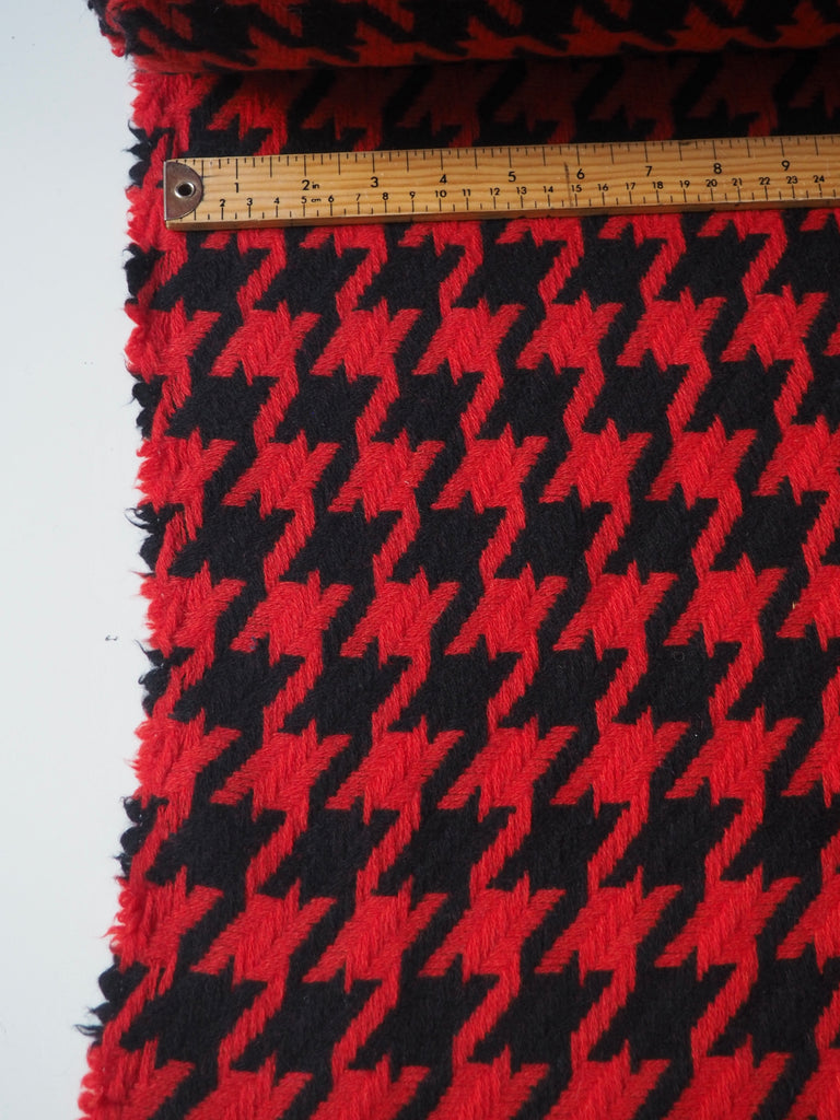 Red Jumbo Houndstooth Wool Jacquard