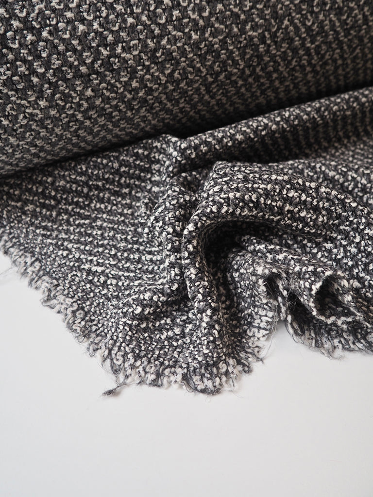 Grey Marl Bouclé Wool Blend Coating
