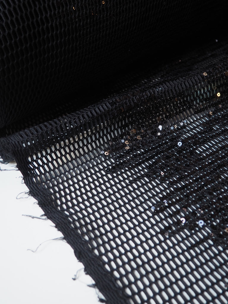 Black Sequin Honeycomb Mesh