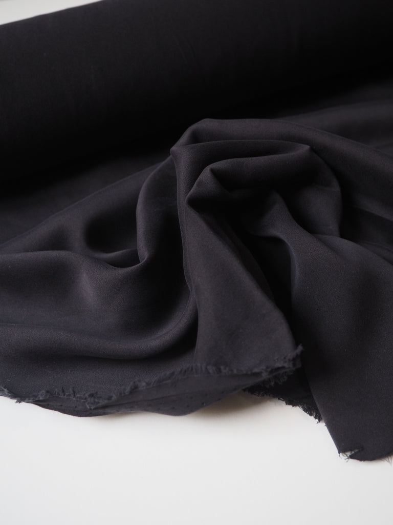 Black Stretch Washed Silk Satin