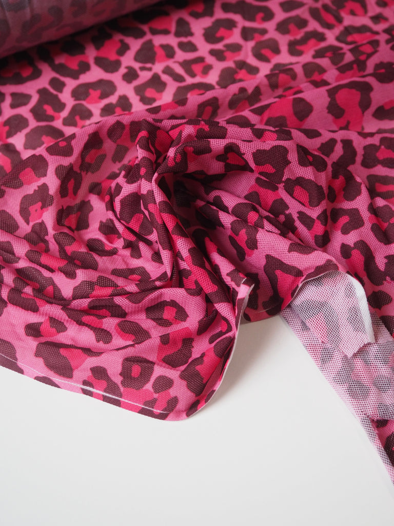 Pink Leopard Stretch Mesh