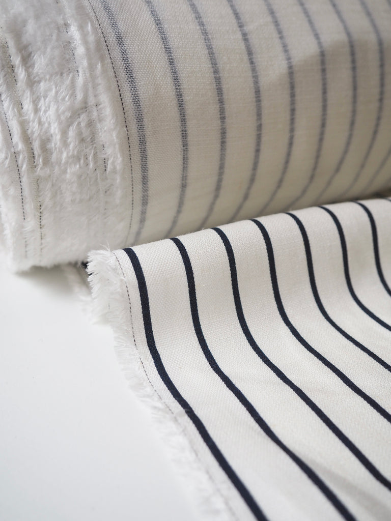 Navy Stripe Linen/Viscose