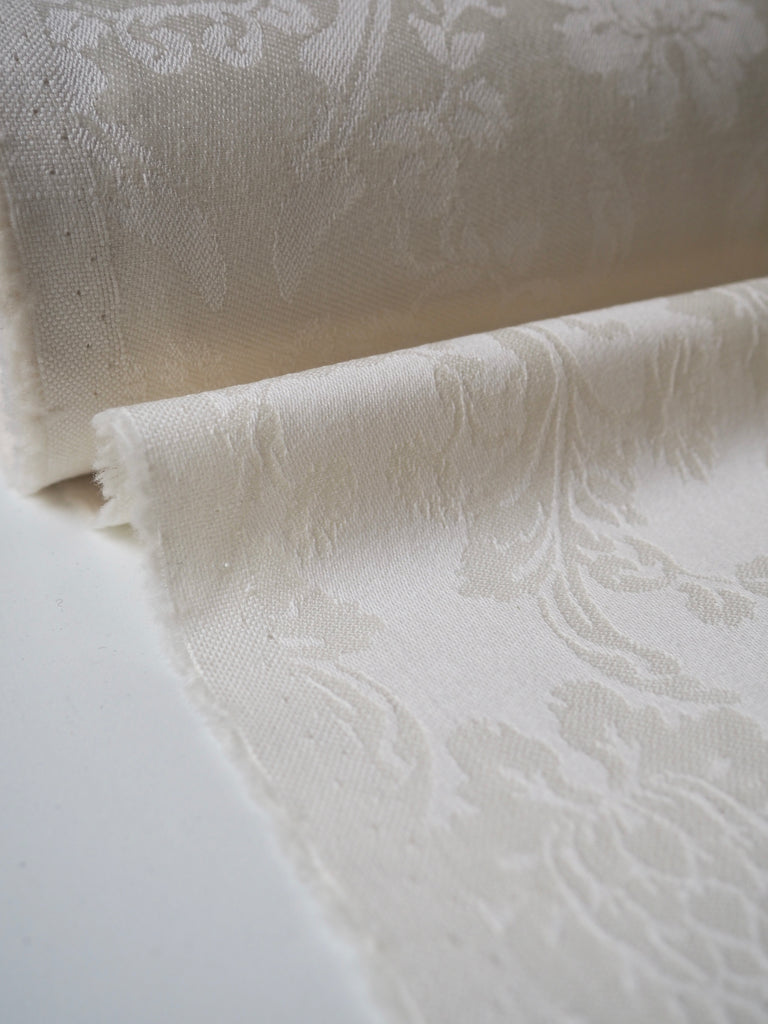 Ivory Damask Wool + Cotton Jacquard