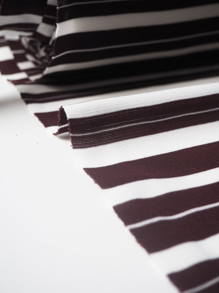 Chocolate Stripe Interlock Jersey