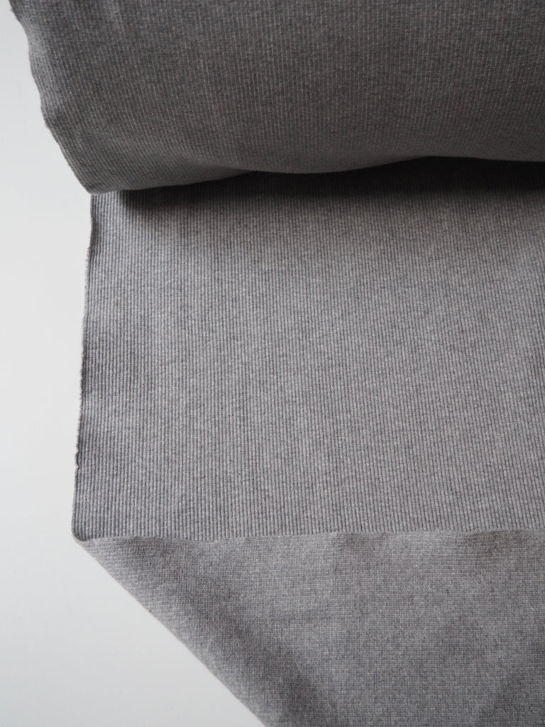 Grey Cotton 2x2 Rib Jersey
