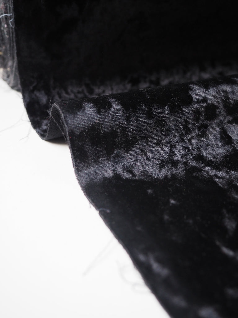 Black Heavy Crushed Bonded Velvet Fabric