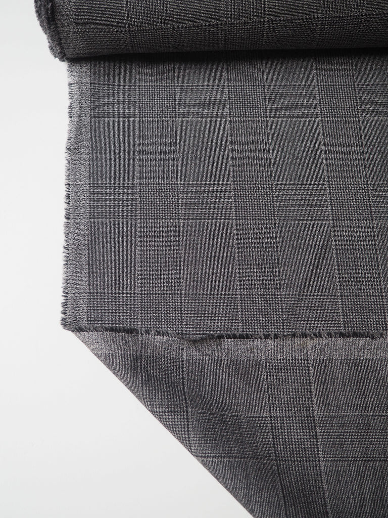 Grey Marl Check Wool Suiting