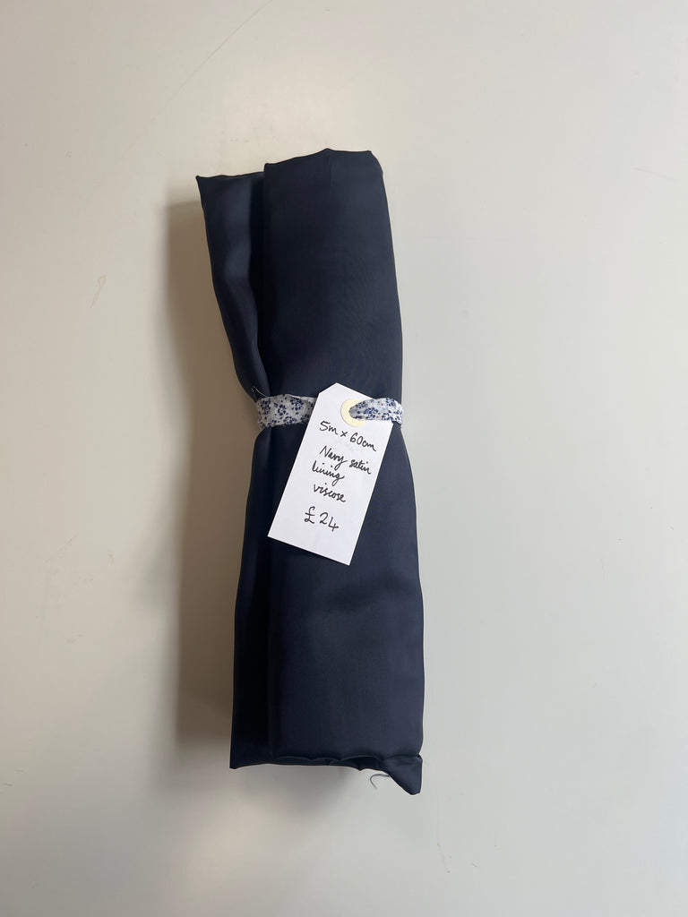 Navy Viscose Satin Lining Remnant