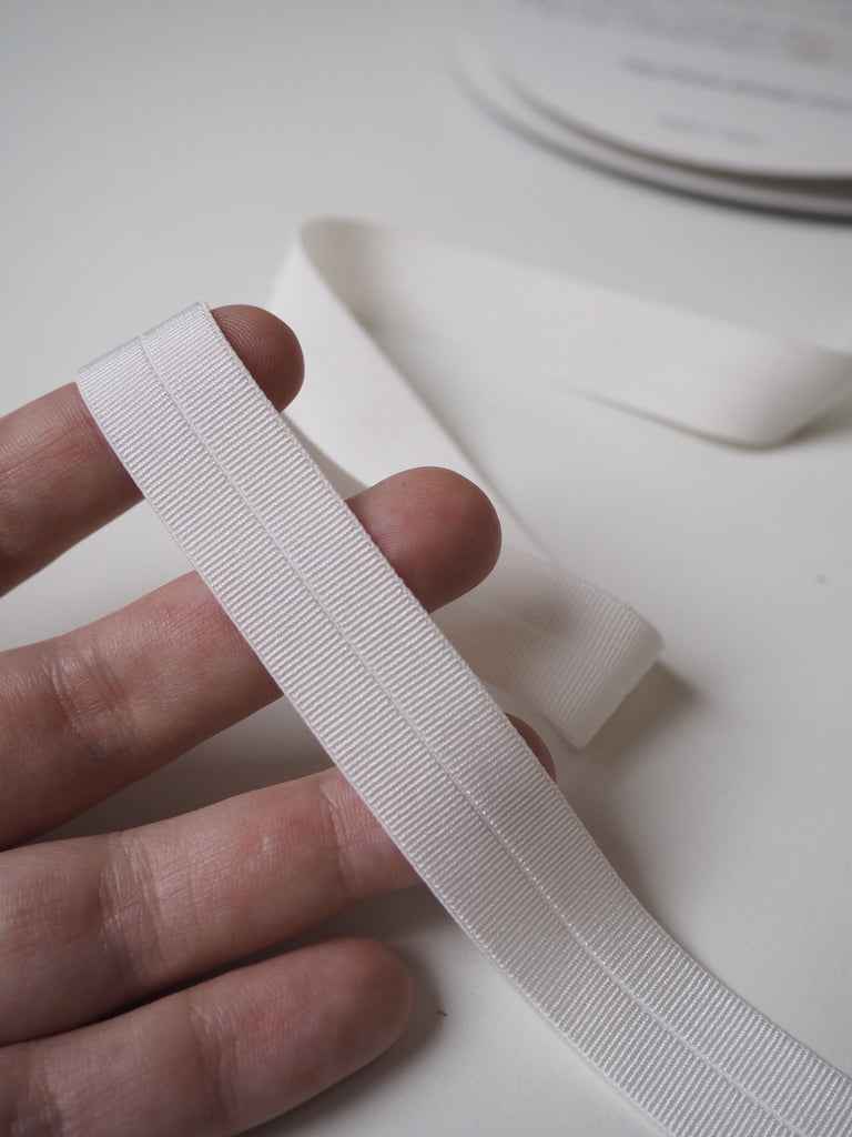 Shindo White Grosgrain Fold-Over Elastic 18mm