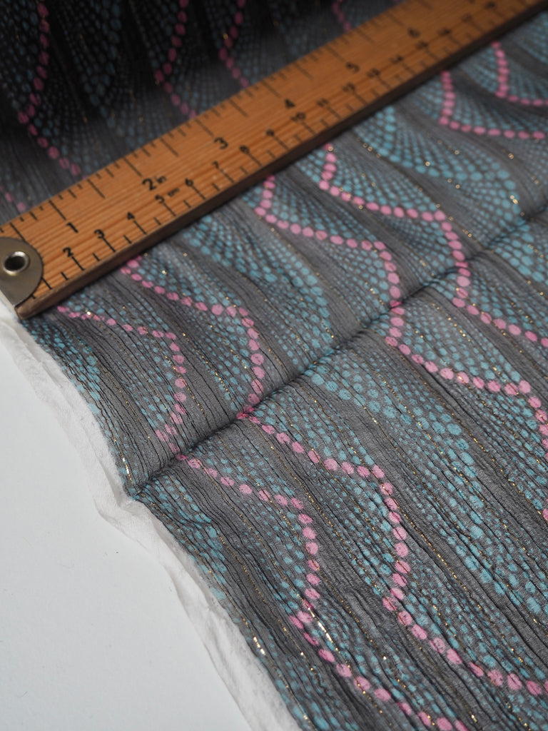 Dot Striped Metallic Silk Chiffon