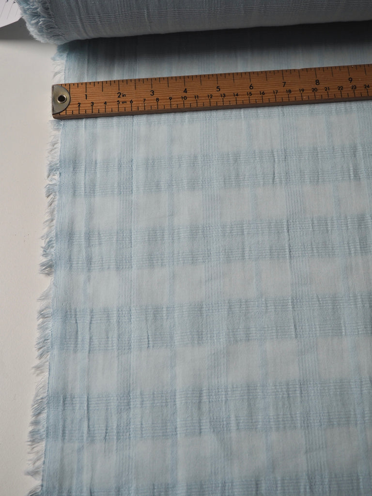 Sky Blue Check Cotton Voile