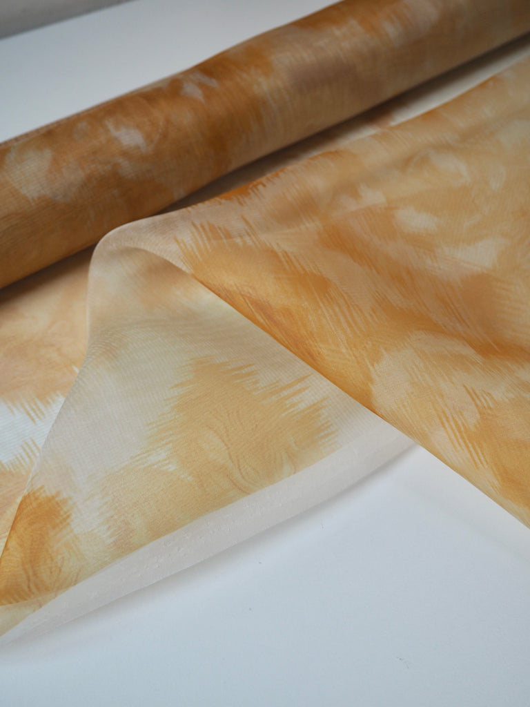 Yellow Moiré Rose Silk Organza