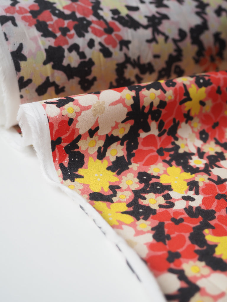 Red + Yellow Floral Cotton Poplin