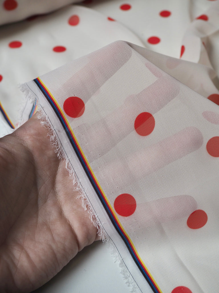 Ivory + Red Polka Dot Chiffon