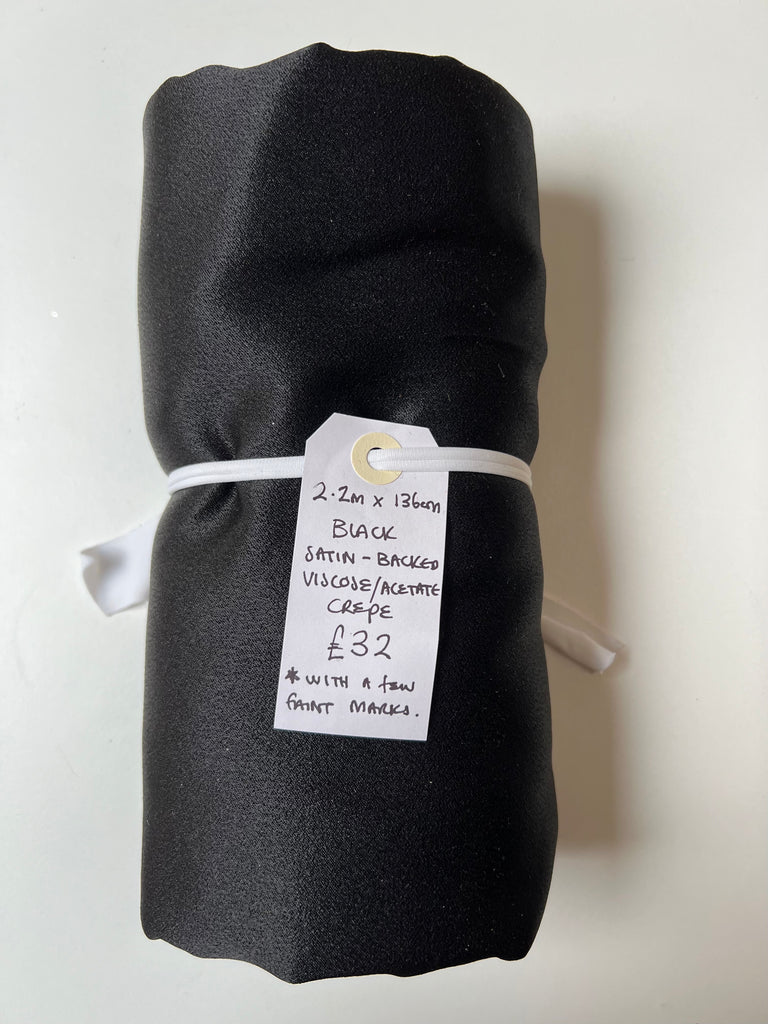 Black Satin-backed Viscose Acetate Crepe Remnant
