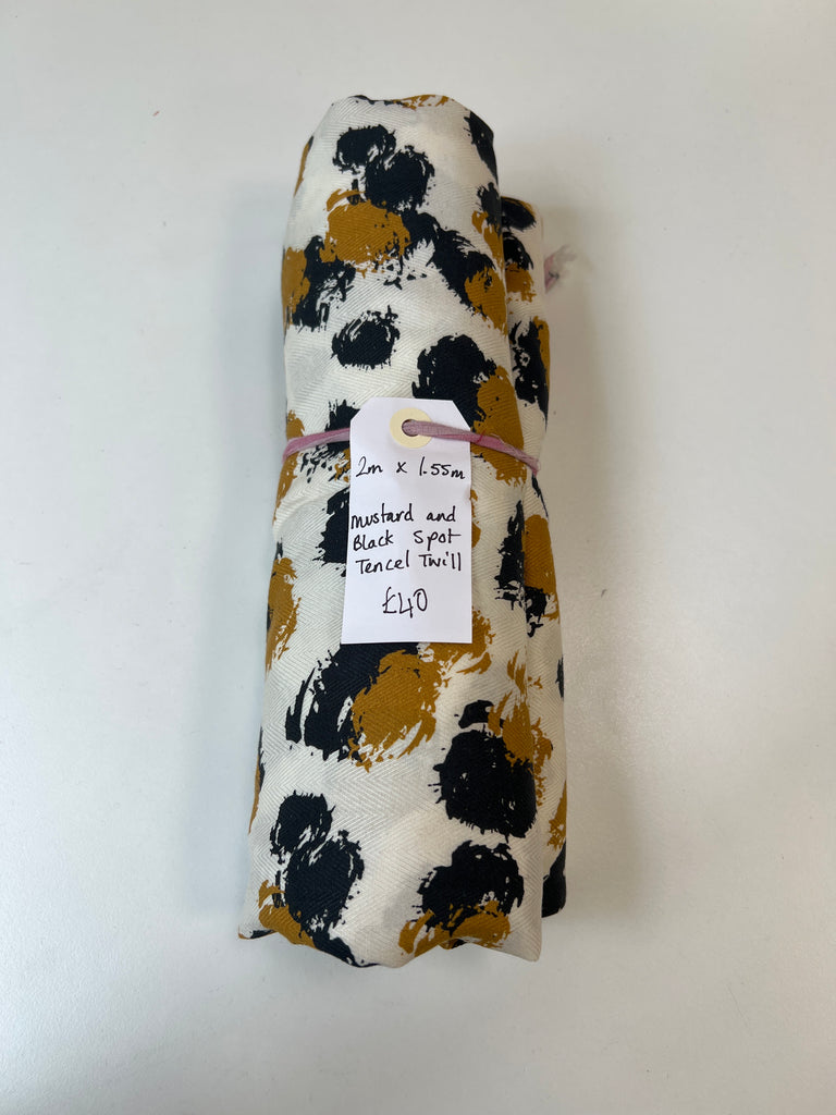 Mustard and Black Spot Tencel Twill Remnant