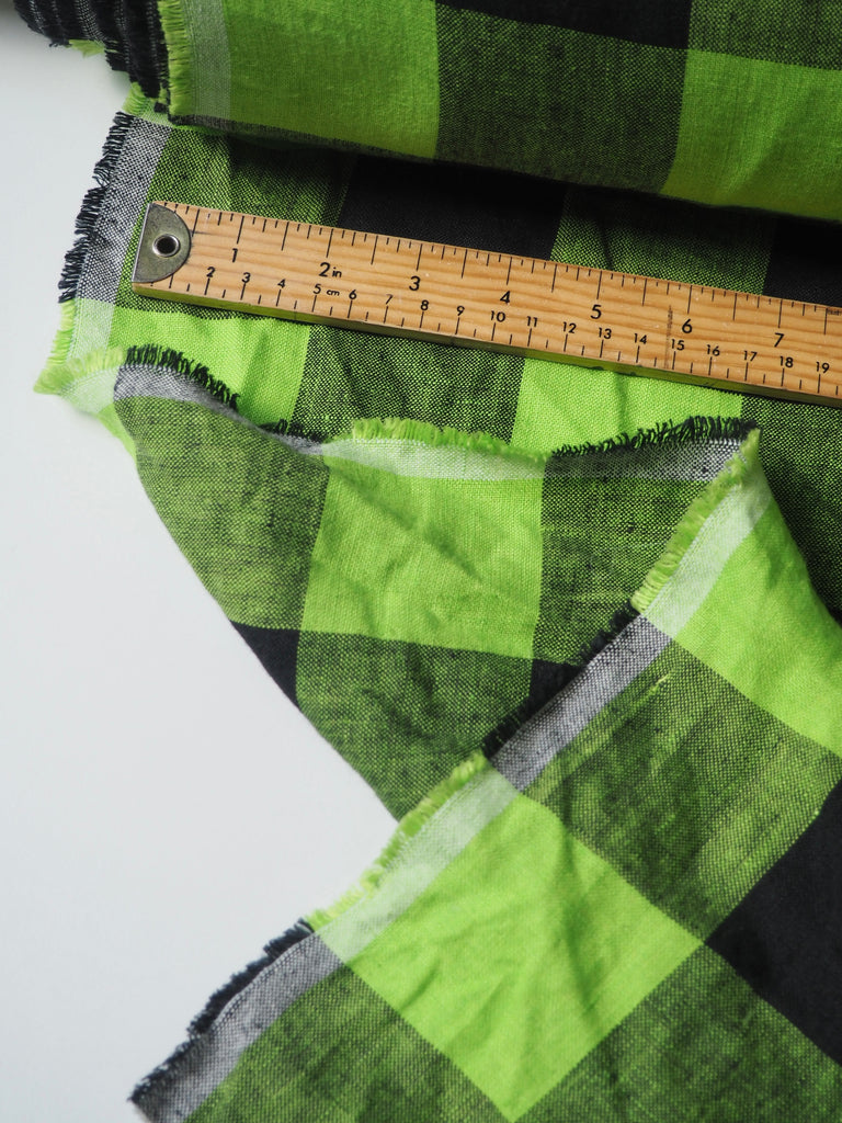 Lime Jumbo Gingham Linen