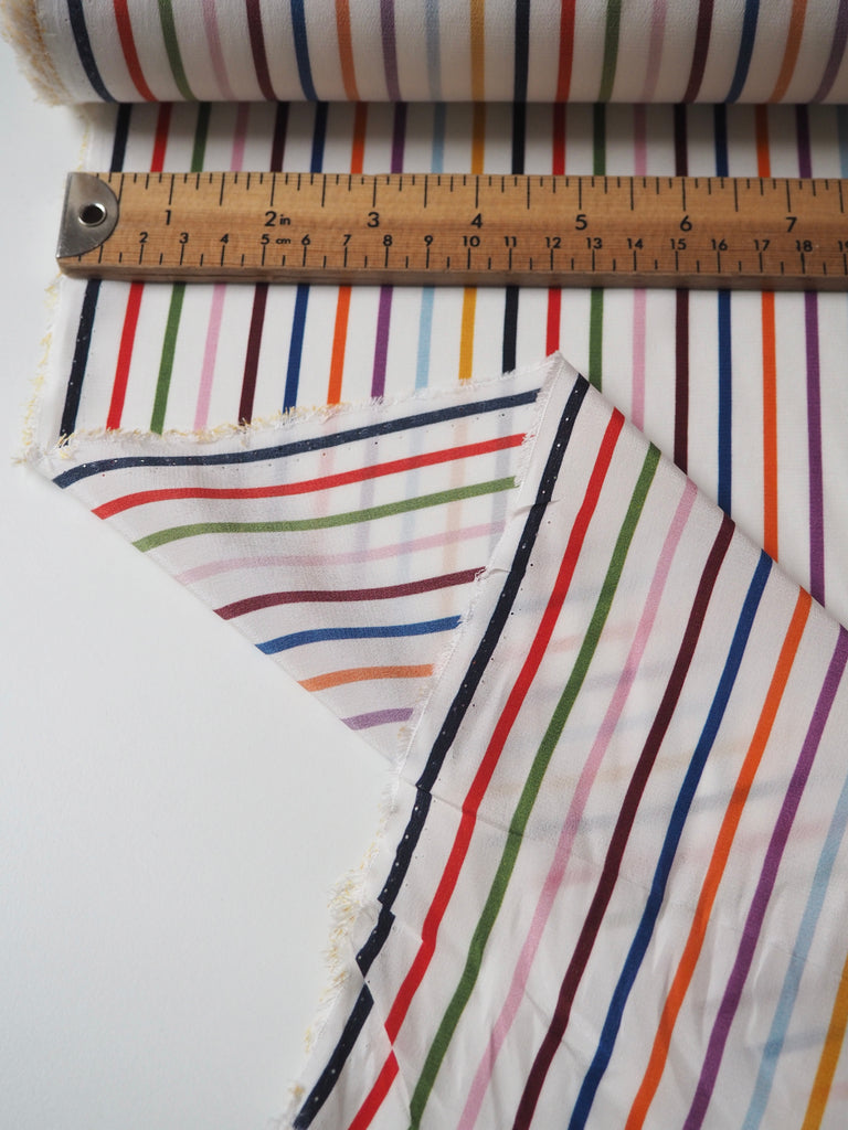 Rainbow Stripe Silk Crepe de Chine