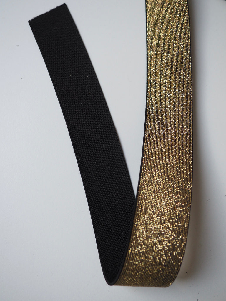 Gold Metallic Lurex Elastic 35mm