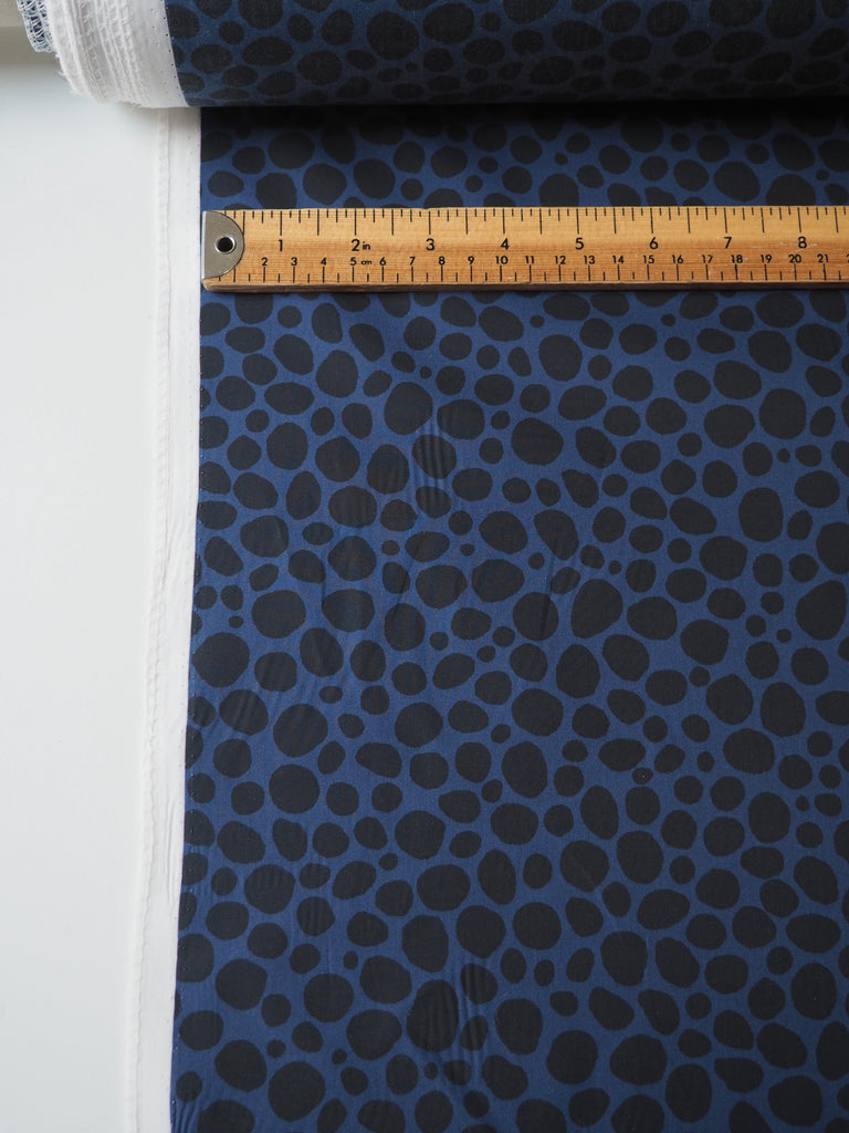 Blue + Black Spot Light Cotton Poplin