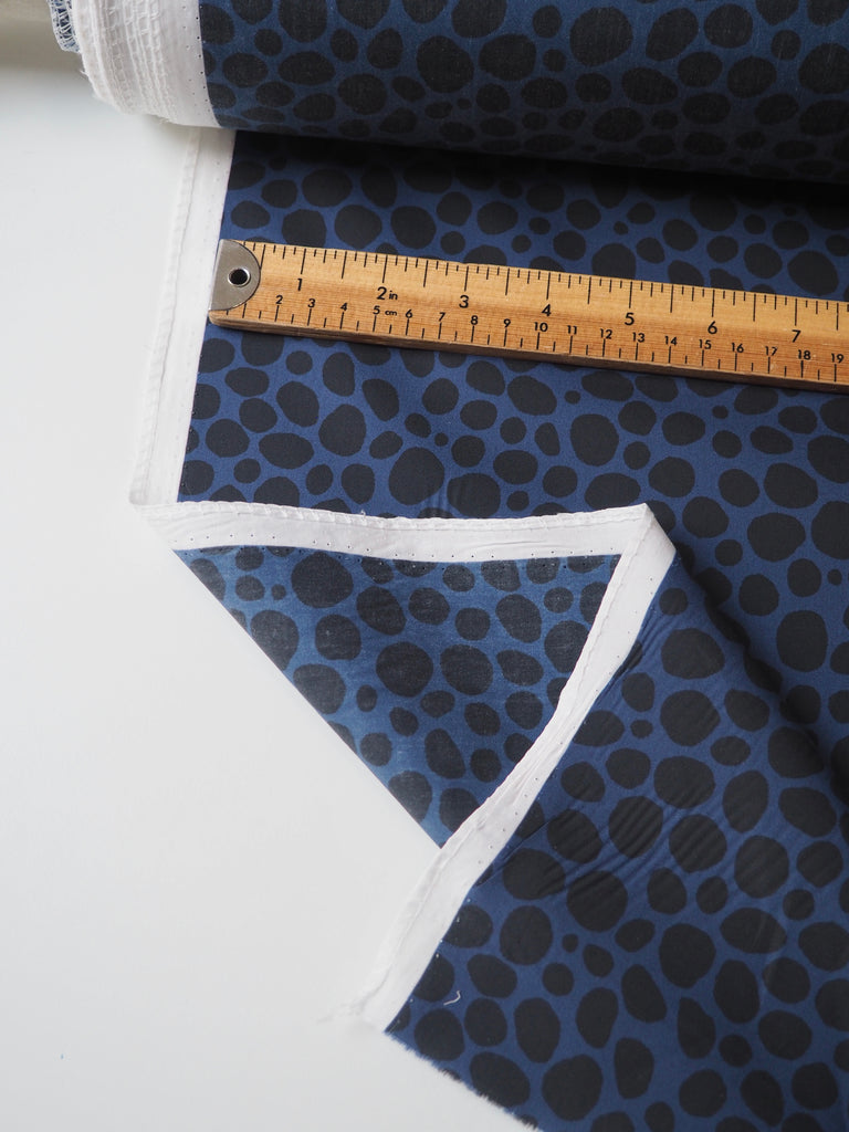 Blue + Black Spot Light Cotton Poplin