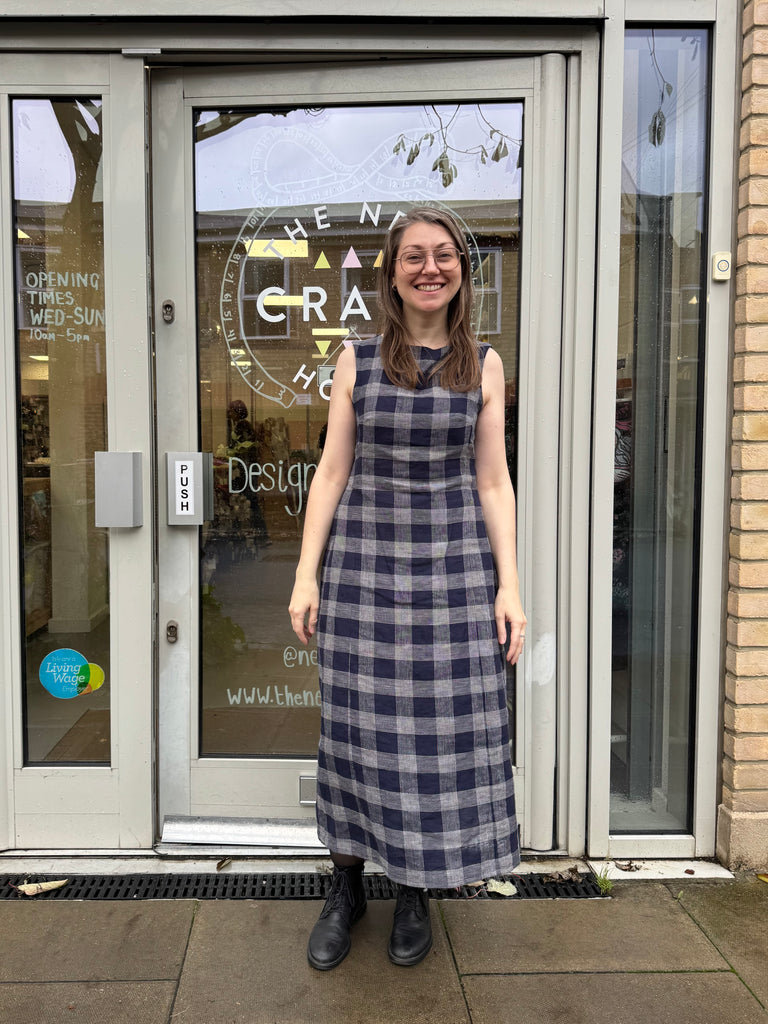 Navy + White Check Linen