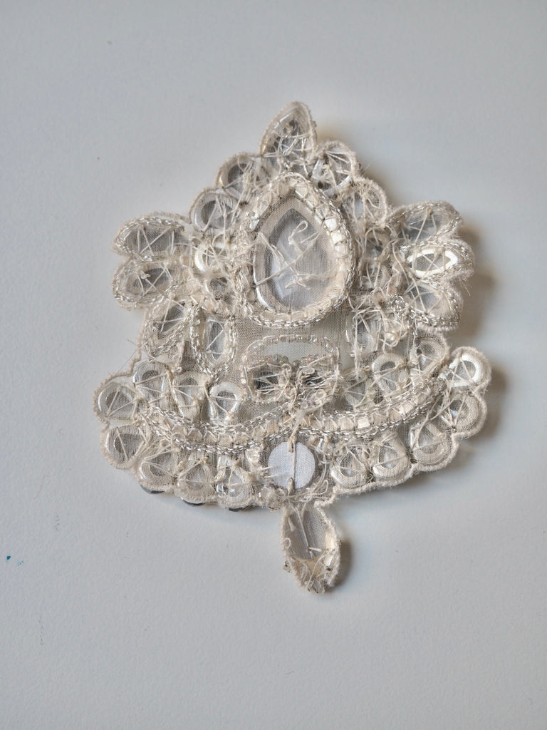 Hand Beaded Silver Crystal Appliqué