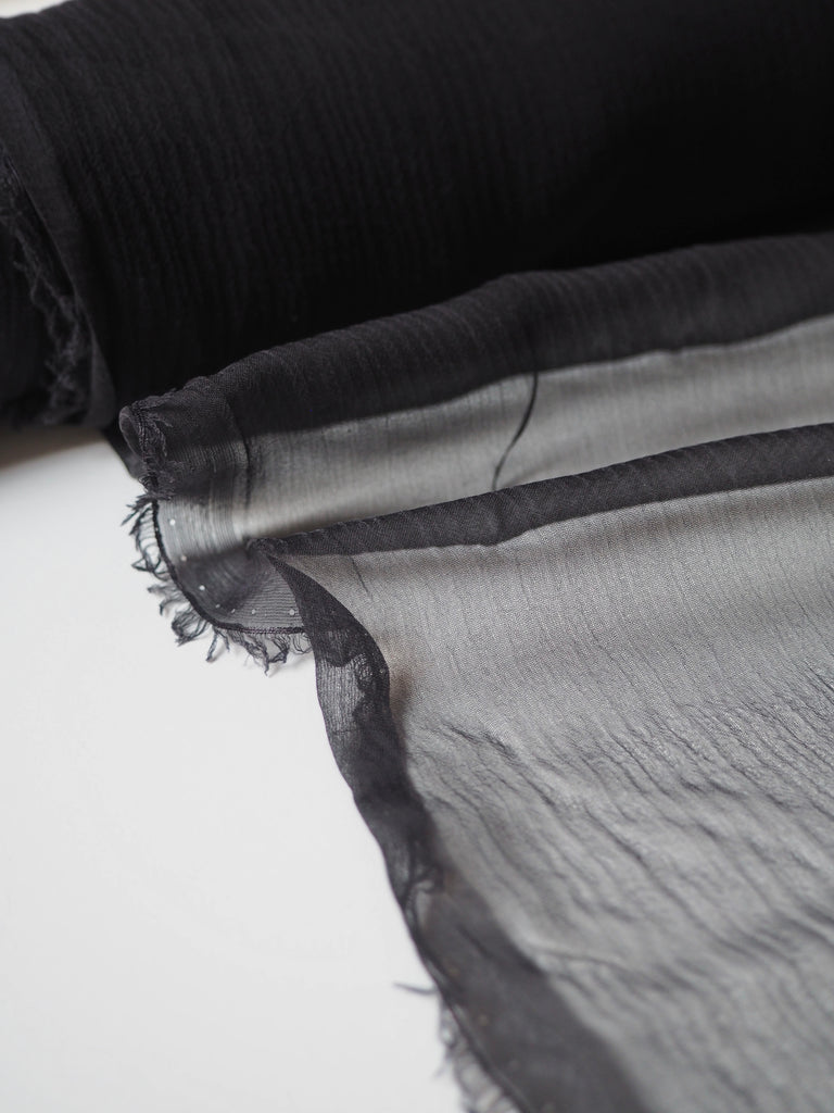 Black Silk Crinkle Chiffon