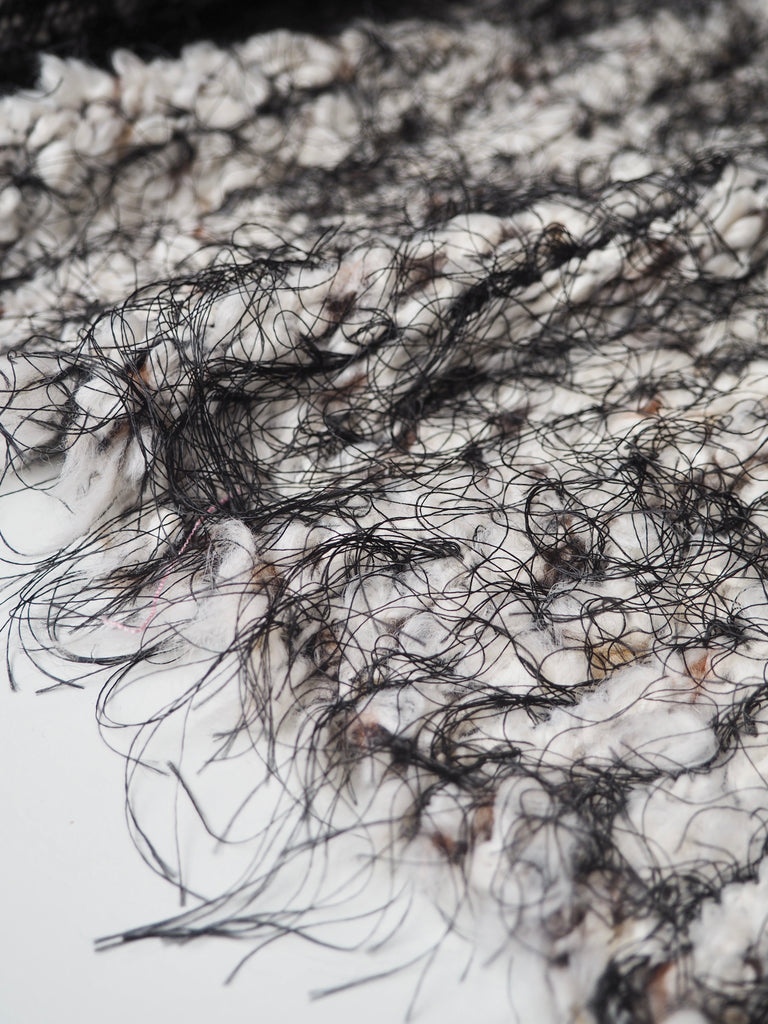 Fringed Cream Marl Boucle Wool Coating