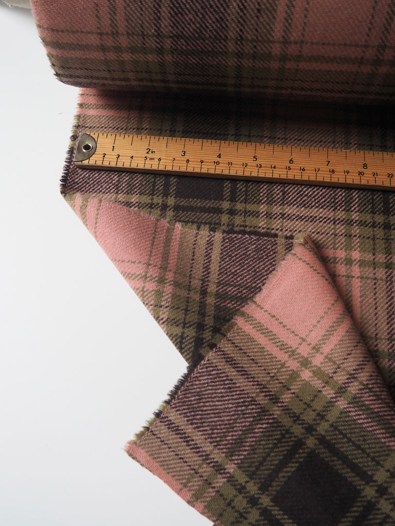 Pink + Olive Check Wool