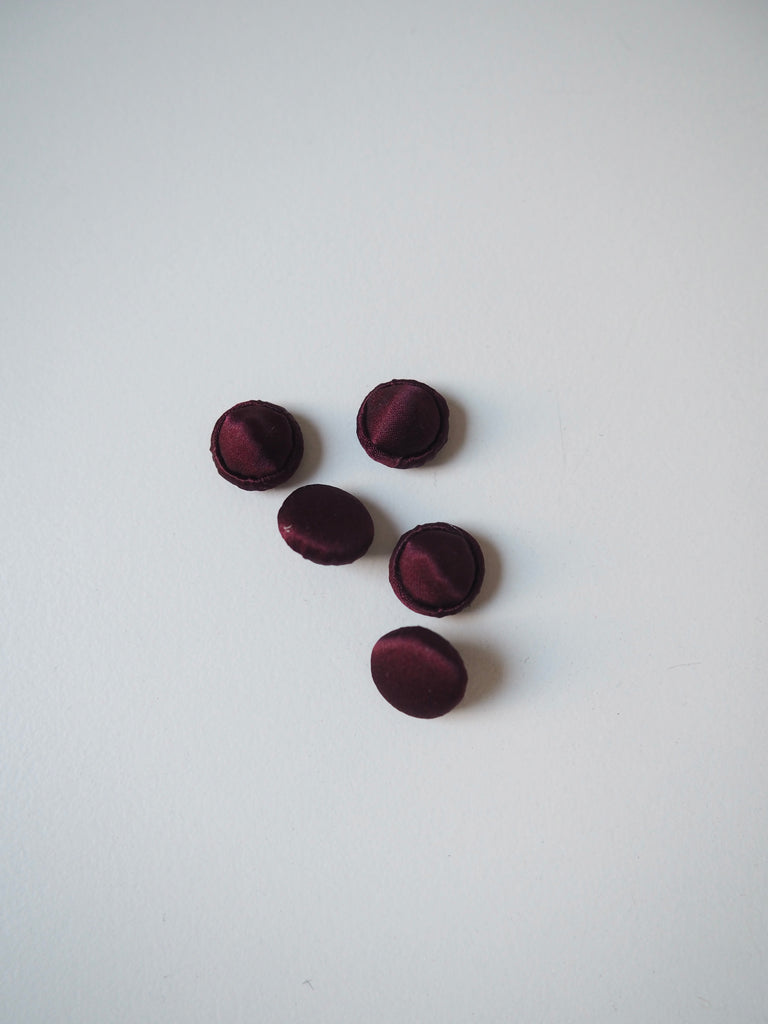 Burgundy Silk Satin Fabric Covered Buttons 12mm