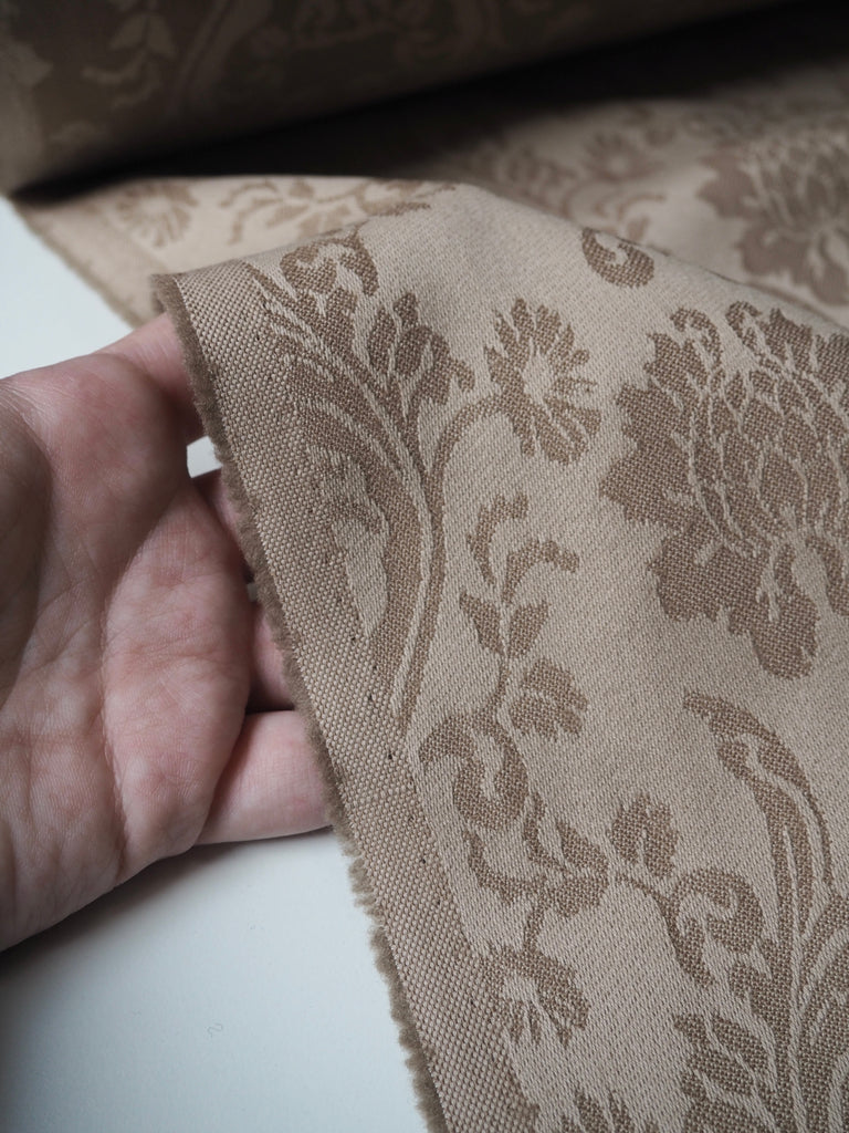 Tan Damask Wool + Cotton Jacquard