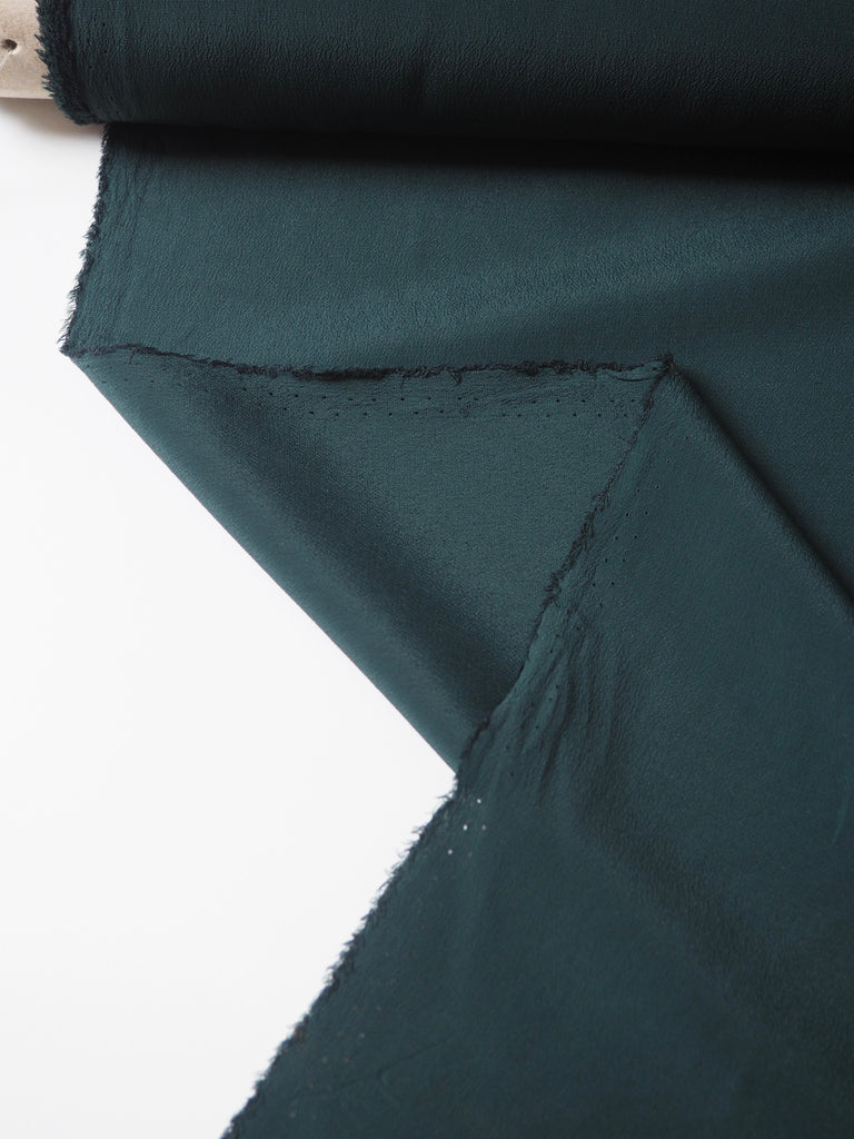 Deep Green Silk/Acetate Crepe de Chine