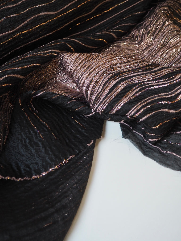 Pink Wave Silk Metallic Organza Cloqué