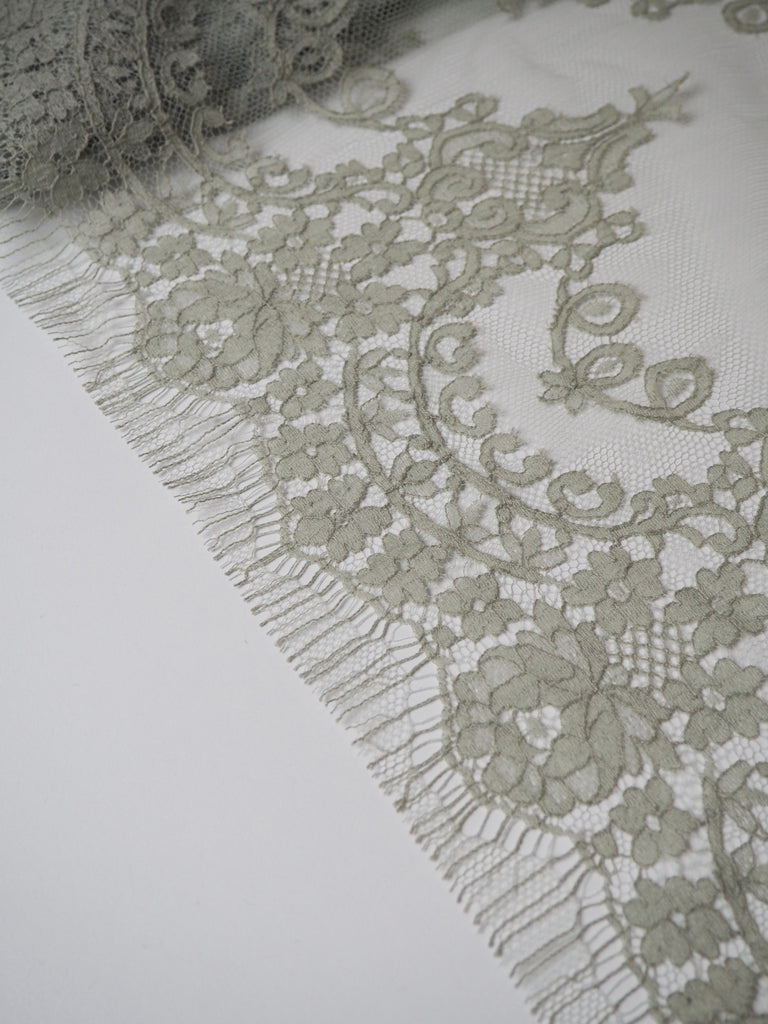 Sage Swirl Scallop Eyelash Lace Trim 40cm