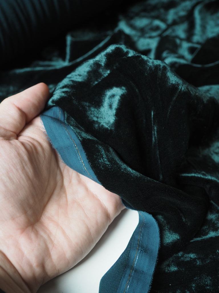 Rich Teal Silk/Viscose Velvet