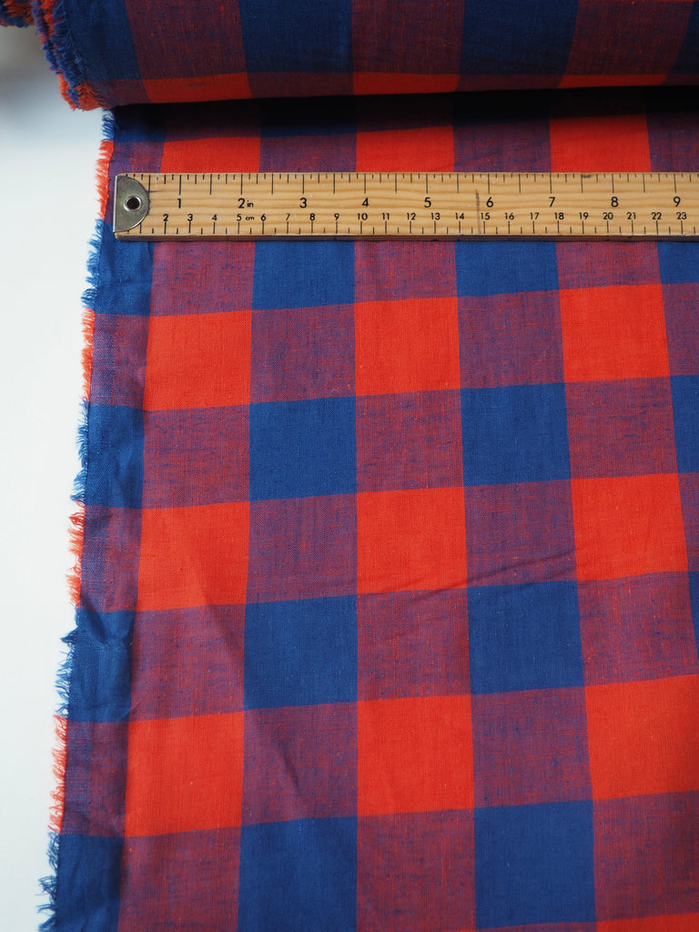 Red + Blue Gingham Cotton/Linen