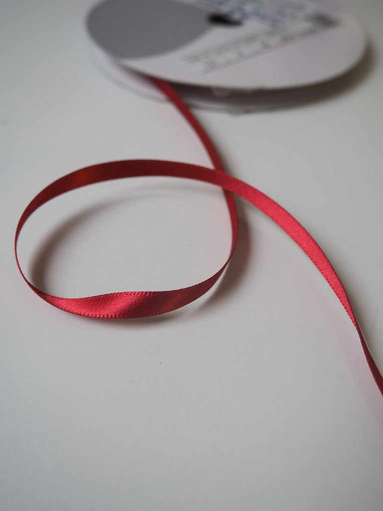 Shindo Hot Red Double Faced Satin Ribbon 6mm