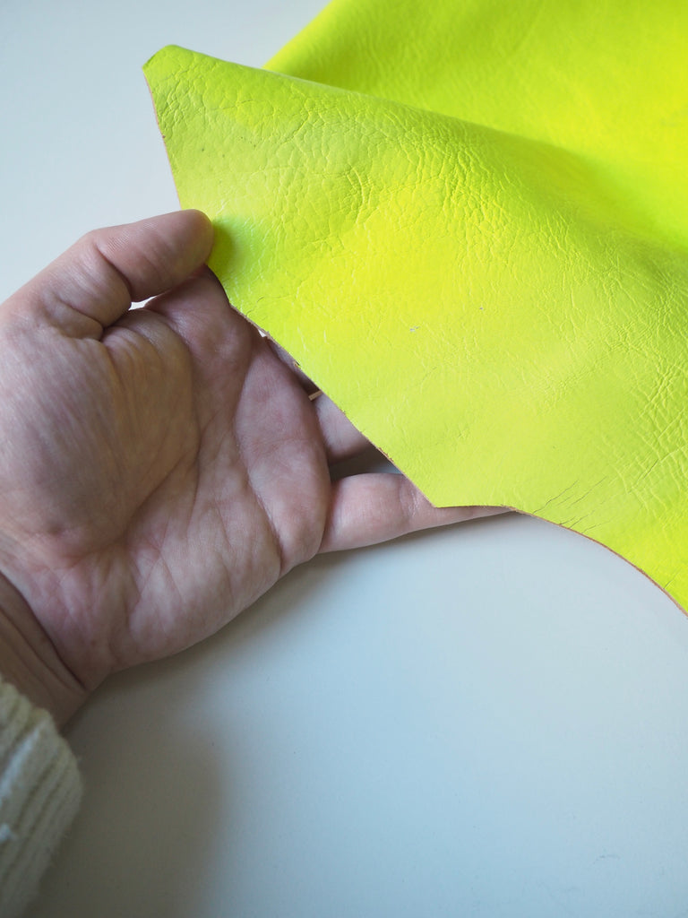 Neon Yellow Distressed Cowhide