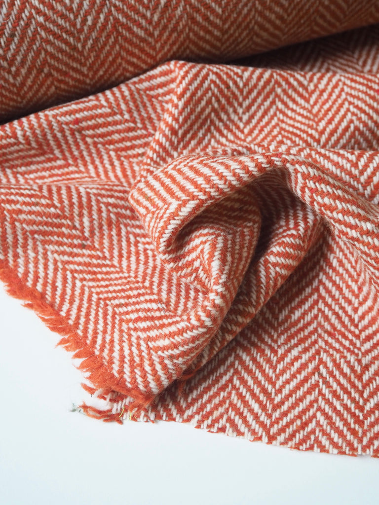 Orange Herringbone Wool Coating