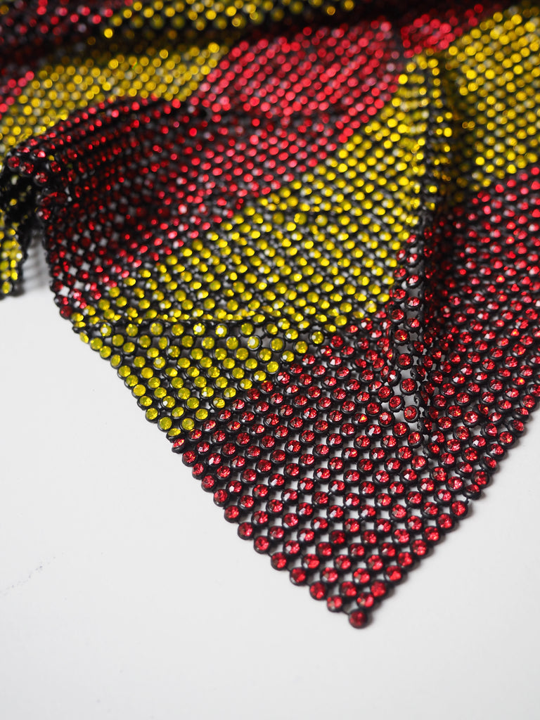 Yellow + Red Stripe Crystal Chainmail