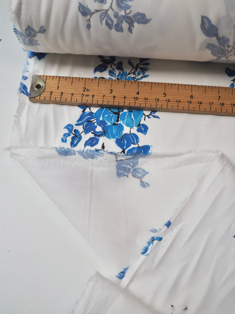 Blue Branch Floral Cotton Poplin