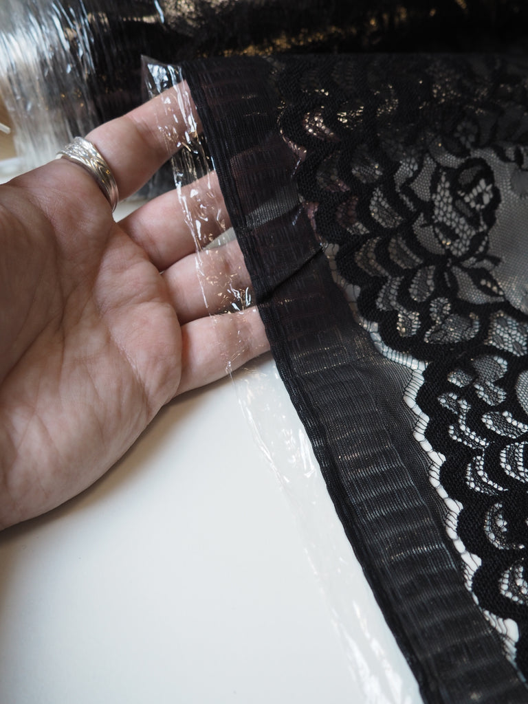 Black Plastic-Backed Scallop Lace