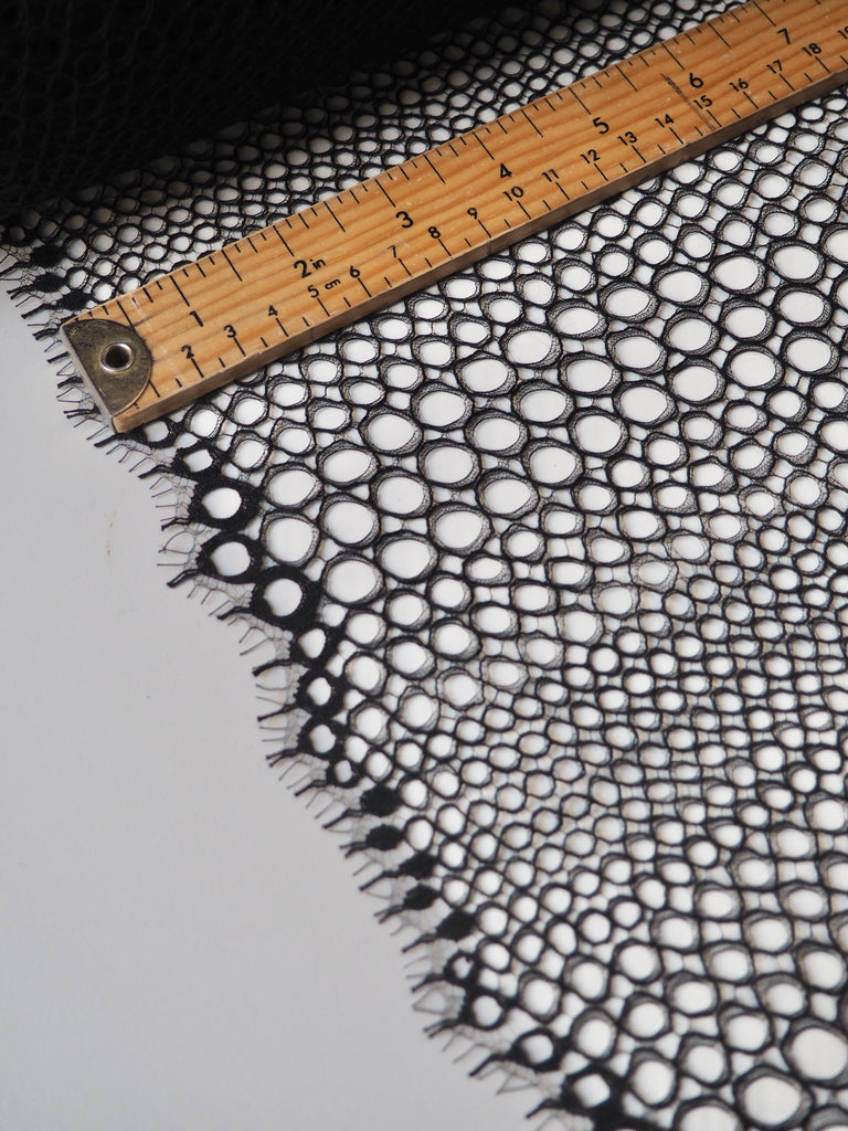 Black Bubble Corded Scallop Lace