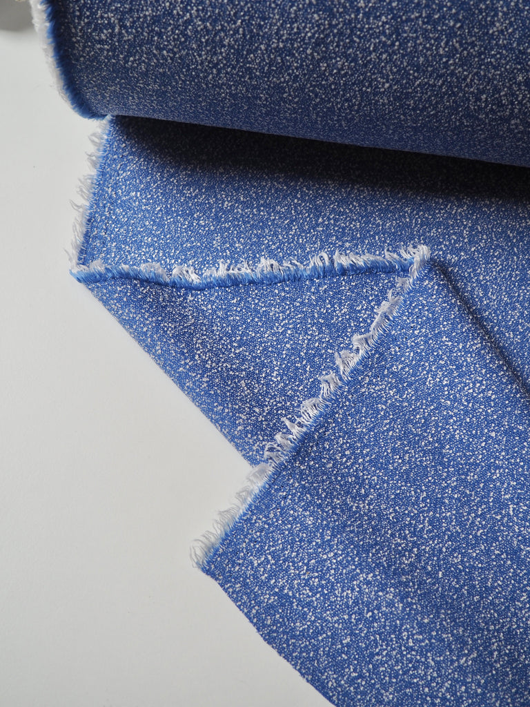 Blue + White Cotton Blend Bouclé