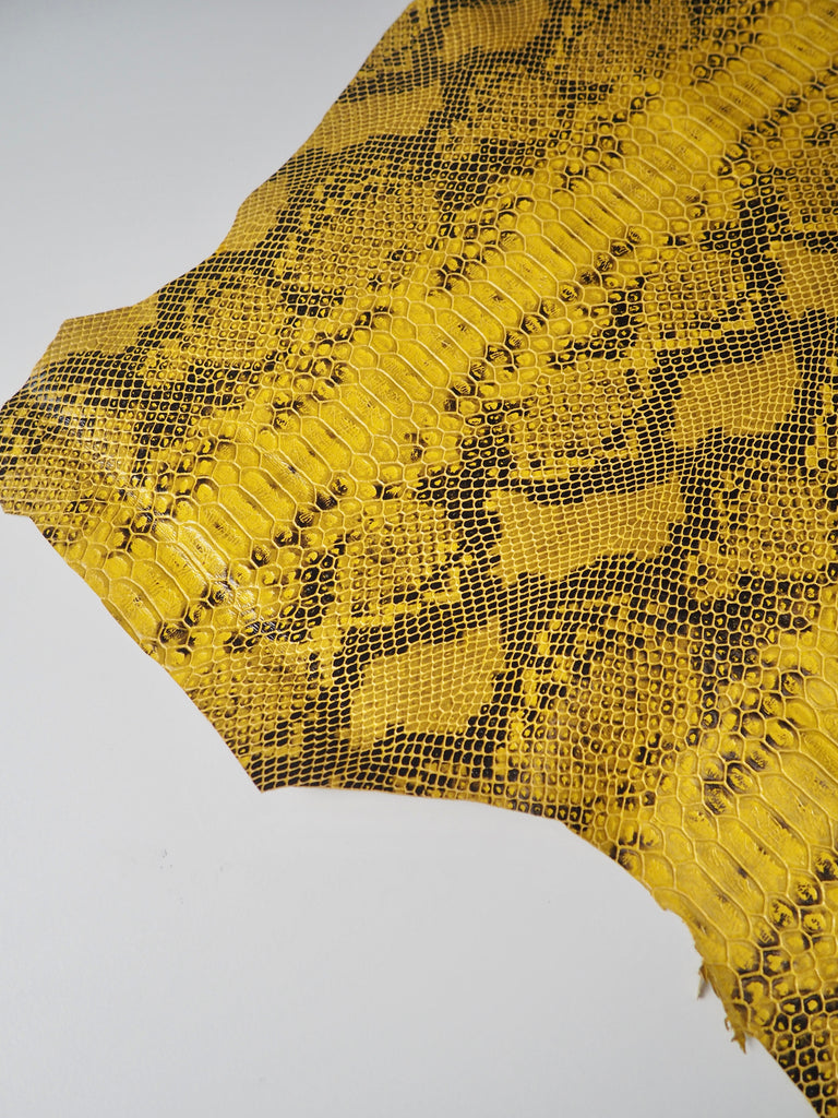 Yellow Embossed Python Calfskin