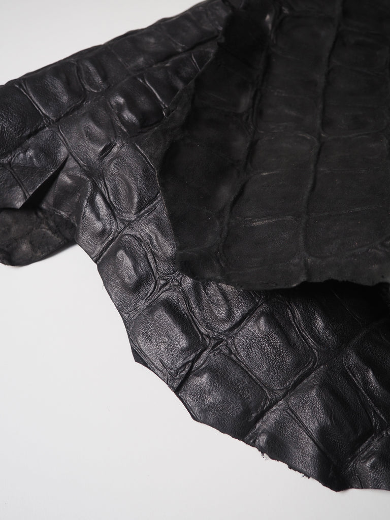 Black Embossed Crocodile Calfskin