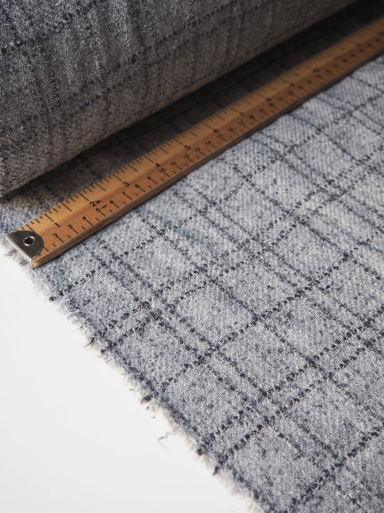 Grey Check Linen Bouclé