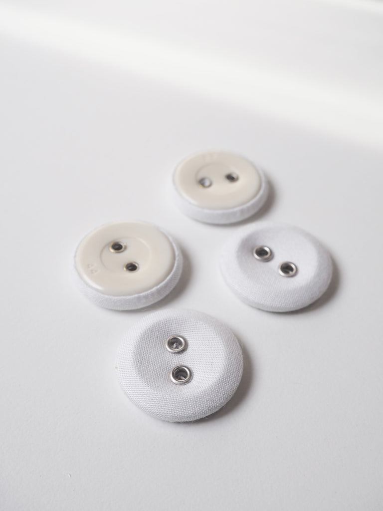 White Fabric Covered Buttons 28mm